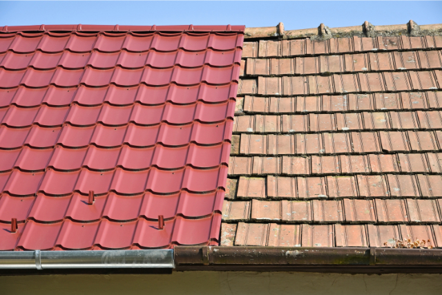 New and old house roof